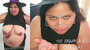 Big Tits And Cum Swallowing In A Halloween Costume