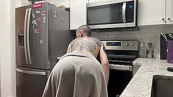 Close-Up Of A Young Girl'S Big Ass In A Kitchen