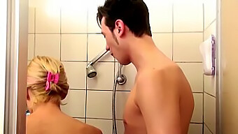 German Stepmom Kada Love Helps Her Step-Son With A Shower And Gets Him Hard